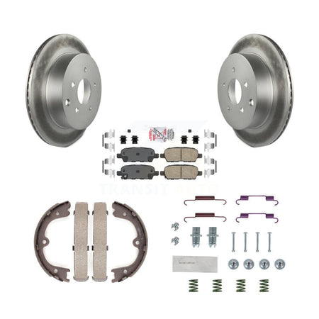 Rear Disc Coated Rotors Ceramic Pads Parking Shoes & Hardware Kit For 09-12 INFINITI FX35 KGA-107356