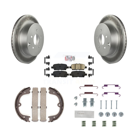 Rear Disc Coated Rotors Ceramic Pads Parking Shoes Hardware Kit For Nissan Murano Q50 M37 KGA-107358