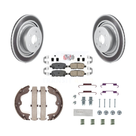 Rear Disc Coated Rotors Ceramic Pads Parking Brake Shoes & Hardware Kit For INFINITI Q60 KGA-107363