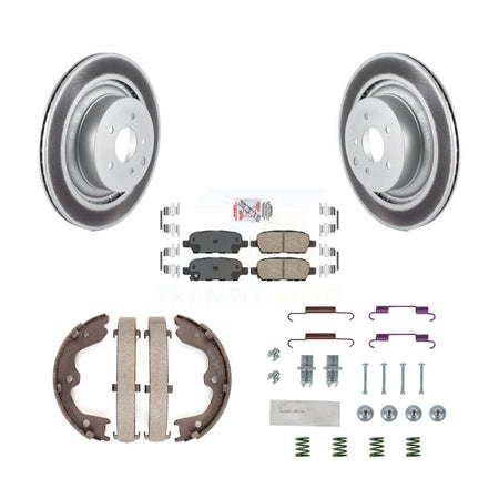 Rear Disc Coated Rotors Ceramic Pads Parking Brake Shoes & Hardware Kit For INFINITI Q60 KGA-107364