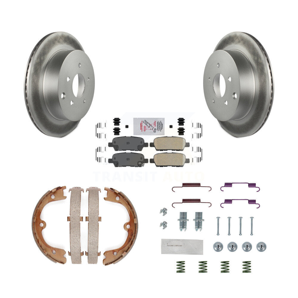 Rear Disc Coated Rotors Ceramic Pads Parking Shoes Hardware Kit For INFINITI FX35 Nissan KGA-107368