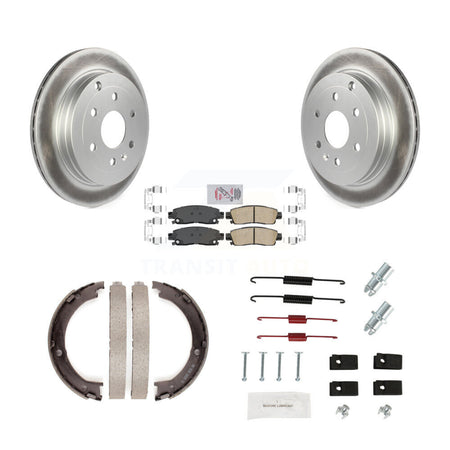 Rear Disc Coated Rotors Ceramic Pads Parking Shoes And Hardware Kit For GMC Acadia Buick KGA-107378