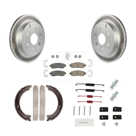 Rear Disc Coated Rotors Ceramic Pads Parking Shoes And Hardware Kit For GMC Acadia Buick KGA-107379