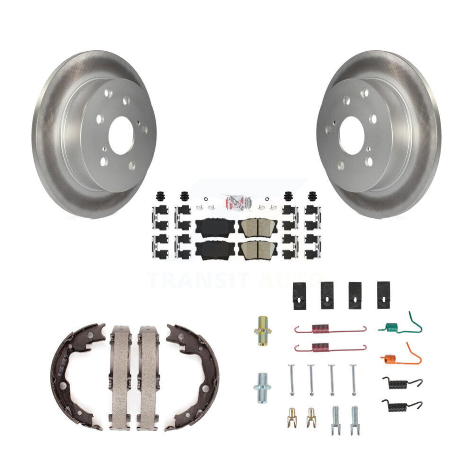 Rear Disc Coated Rotors Ceramic Pads Parking Shoes And Hardware Kit For Toyota RAV4 Lexus KGA-107393