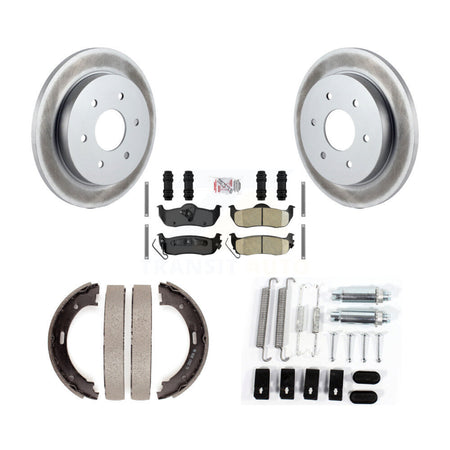 Rear Disc Coated Rotors Ceramic Pads Parking Shoes & Hardware Kit For Nissan TITAN Armada KGA-107395