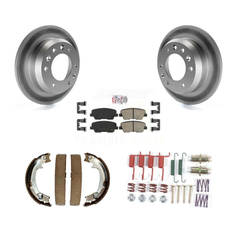 Rear Disc Coated Rotors Ceramic Pads Parking Shoes & Hardware Kit For Kia Sedona Hyundai KGA-107400
