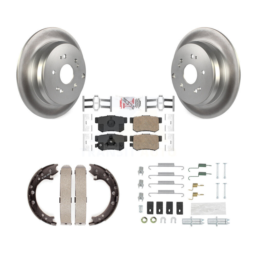 Rear Disc Coated Rotors Ceramic Pads Parking Shoes Hardware Kit For Honda CR-V Acura RDX KGA-107406