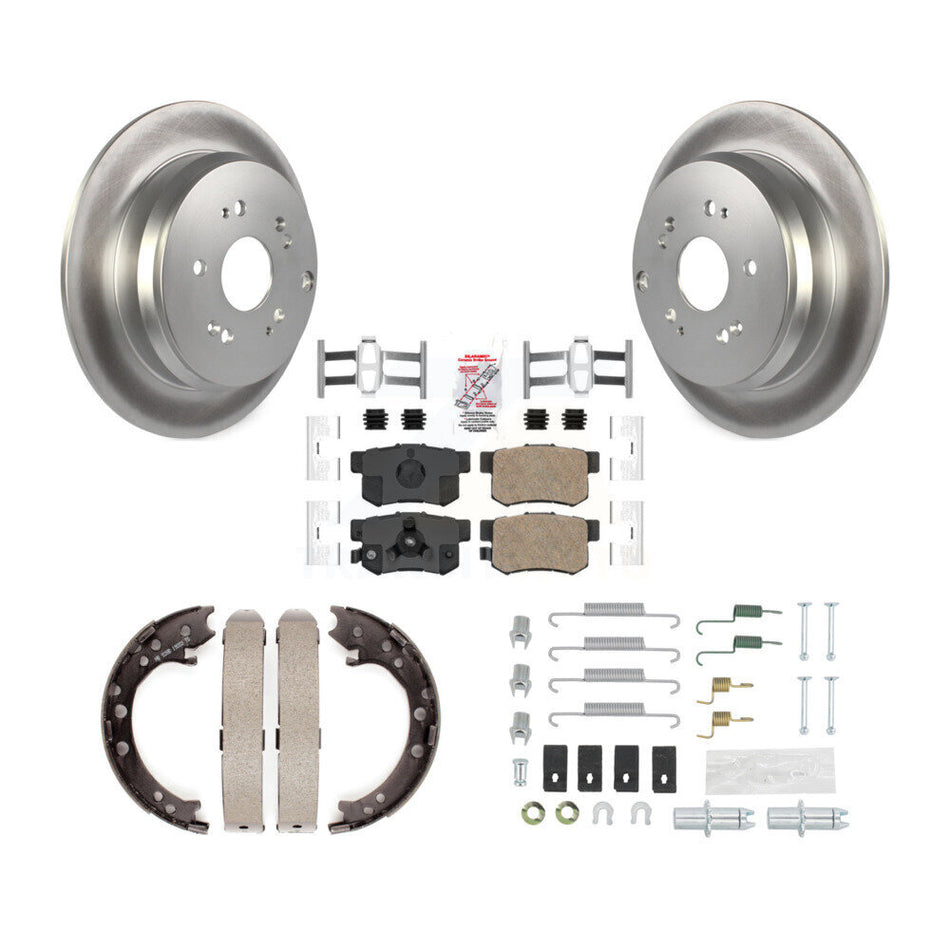 Rear Disc Coated Rotors Ceramic Pads Parking Shoes Hardware Kit For Honda CR-V Acura RDX KGA-107407