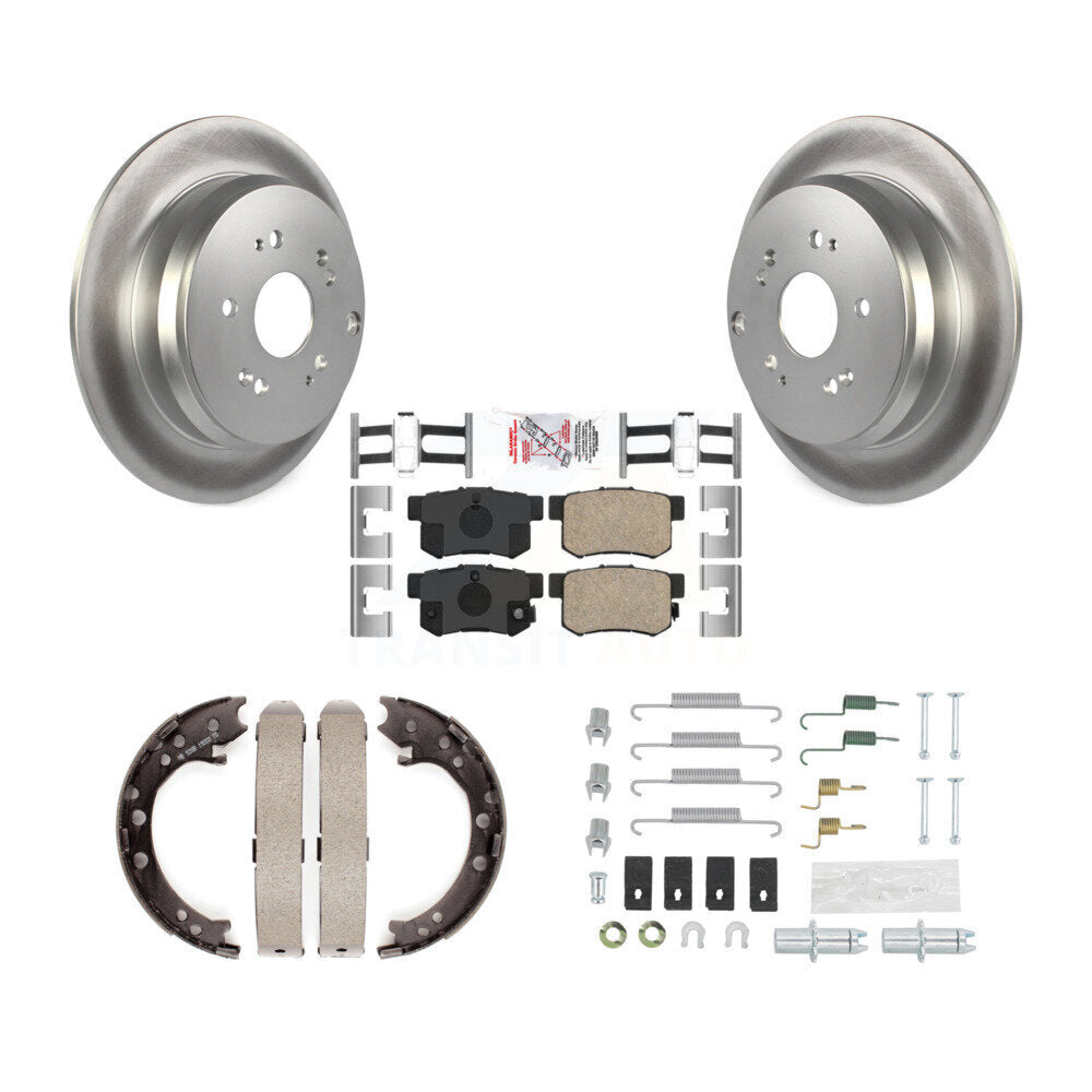 Rear Disc Coated Rotors Ceramic Pads Parking Brake Shoes And Hardware Kit For Acura RDX KGA-107409