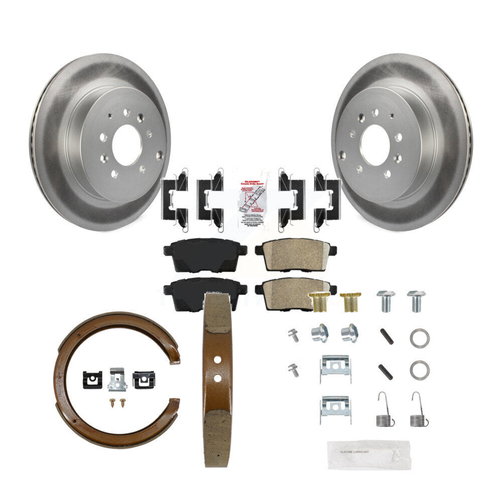Rear Disc Coated Rotors Ceramic Pads Parking Shoes Hardware Kit For 2007-2012 Mazda CX-9 KGA-107416