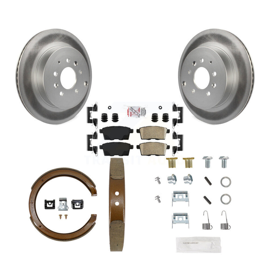 Rear Disc Coated Rotors Ceramic Pads Parking Shoes Hardware Kit For 2007-2012 Mazda CX-9 KGA-107417