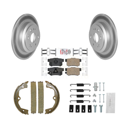 Rear Disc Coated Rotors Ceramic Pads Parking Brake Shoes & Hardware Kit For Honda Accord KGA-107418