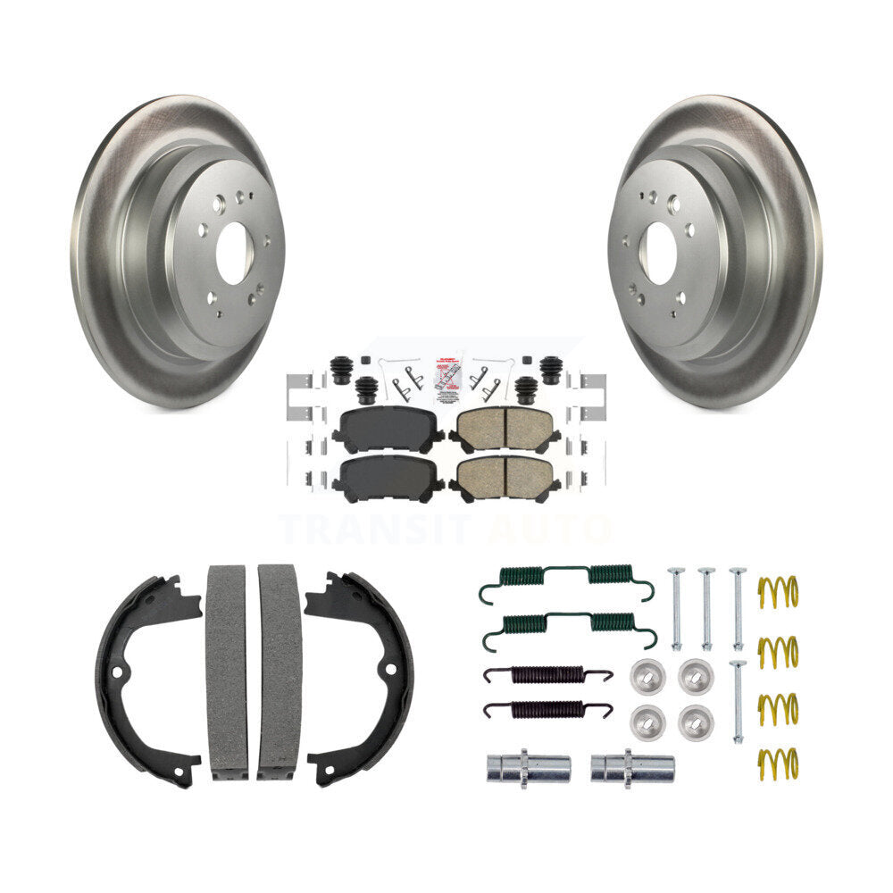 Rear Disc Coated Rotors Ceramic Pads Parking Shoes & Hardware Kit For 2014-2016 Acura MDX KGA-107423