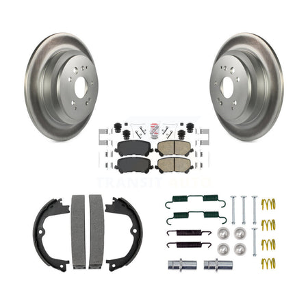 Rear Disc Coated Rotors Ceramic Pads Parking Shoes & Hardware Kit For 2014-2016 Acura MDX KGA-107423