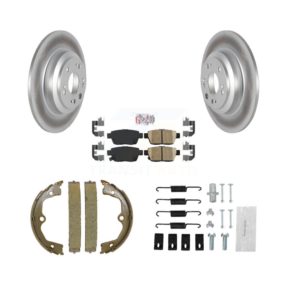 Rear Disc Coated Rotors Ceramic Pads Parking Shoes & Hardware Kit For 2009-2014 Acura TL KGA-107425