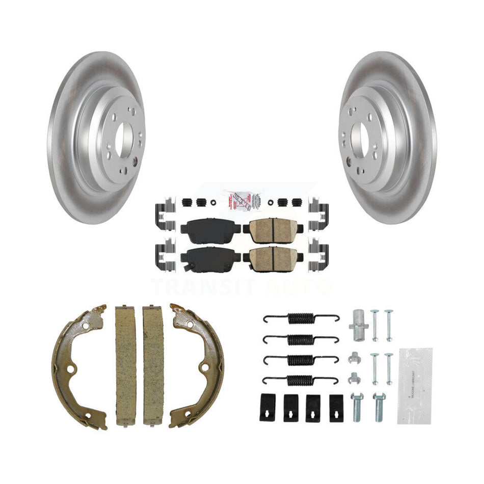 Rear Disc Coated Rotors Ceramic Pads Parking Shoes & Hardware Kit For 2009-2014 Acura TL KGA-107426