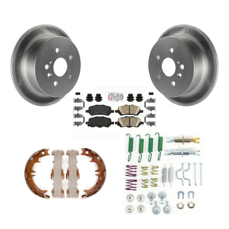 Rear Disc Coated Rotors Ceramic Pads Parking Shoes & Hardware Kit For 09-16 Toyota Venza KGA-107427