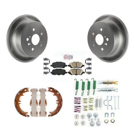 Rear Disc Coated Rotors Ceramic Pads Parking Shoes & Hardware Kit For 09-16 Toyota Venza KGA-107428