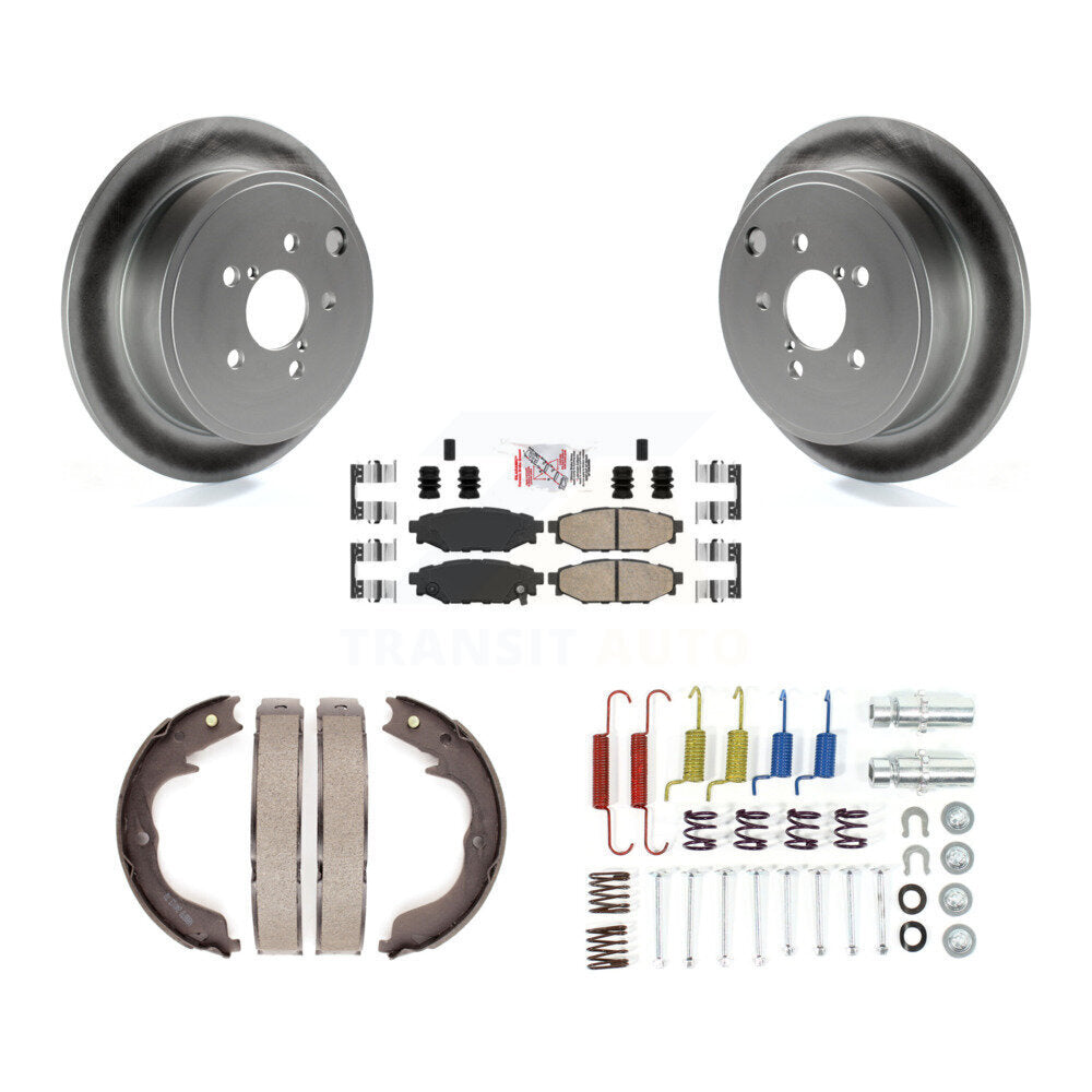 Rear Disc Coated Rotors Ceramic Pads Parking Brake Shoes Hardware Kit For Subaru Impreza KGA-107429
