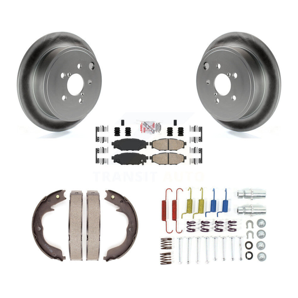 Rear Disc Coated Rotors Ceramic Pads Parking Brake Shoes Hardware Kit For Subaru Impreza KGA-107429