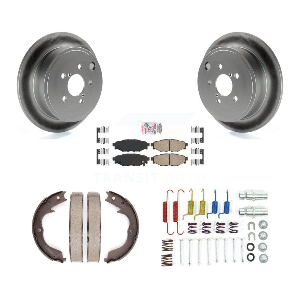 Rear Disc Coated Rotors Ceramic Pads Parking Brake Shoes Hardware Kit For Subaru Impreza KGA-107430
