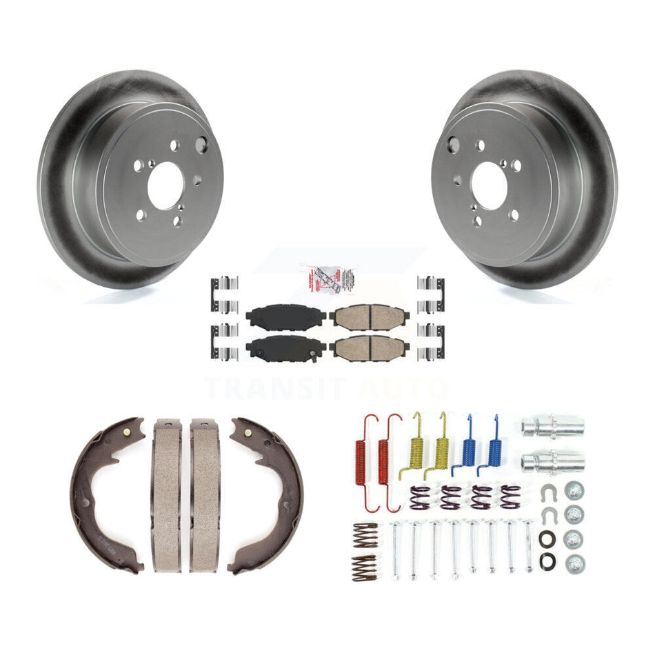 Rear Disc Coated Rotors Ceramic Pads Parking Brake Shoes Hardware Kit For Subaru Impreza KGA-107430