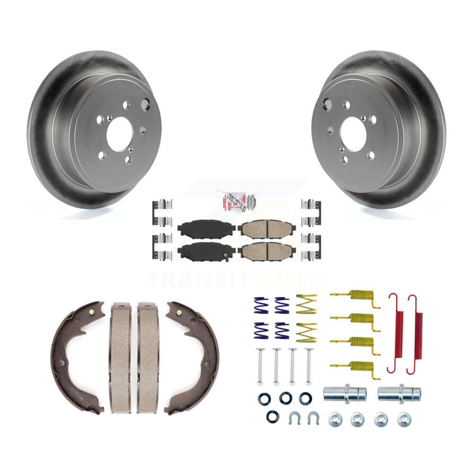 Rear Disc Coated Rotors Ceramic Pads Parking Shoes Hardware Kit For Subaru Outback Legacy KGA-107434