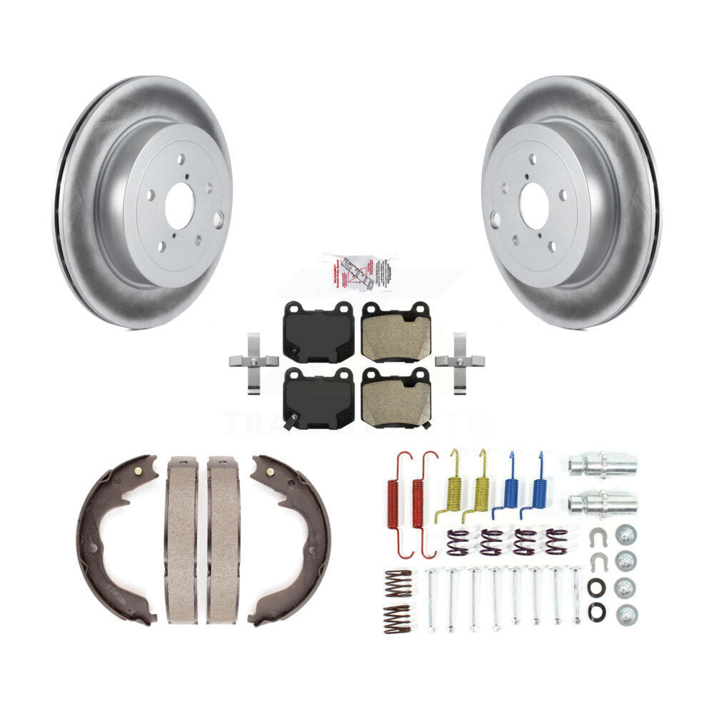 Rear Disc Coated Rotors Semi-Metallic Pads Parking Shoes Hardware Kit For Subaru Impreza KGA-107436