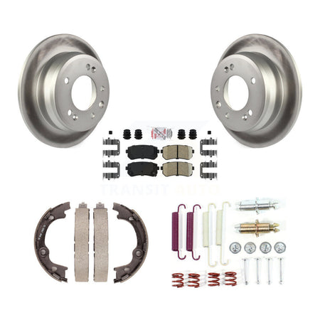 Rear Disc Coated Rotors Ceramic Pads Parking Brake Shoes Hardware Kit For Hyundai Elantra KGA-107437