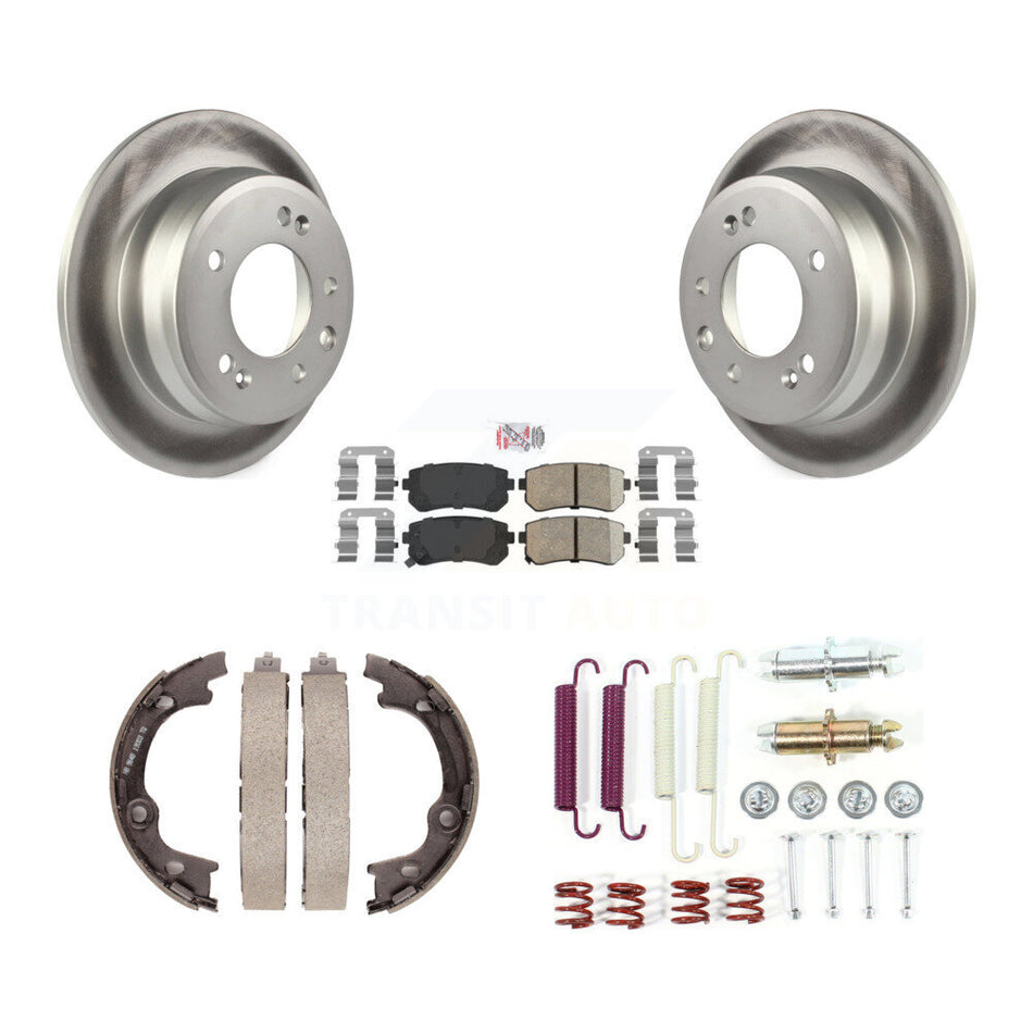 Rear Disc Coated Rotors Ceramic Pads Parking Brake Shoes Hardware Kit For Hyundai Elantra KGA-107438