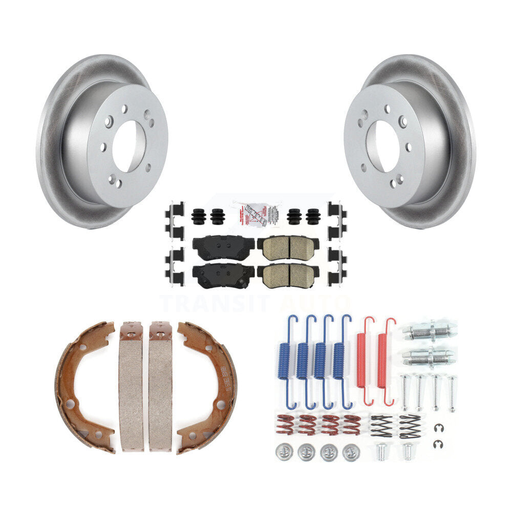 Rear Disc Coated Rotors Ceramic Pads Parking Brake Shoes Hardware Kit For Hyundai Elantra KGA-107439