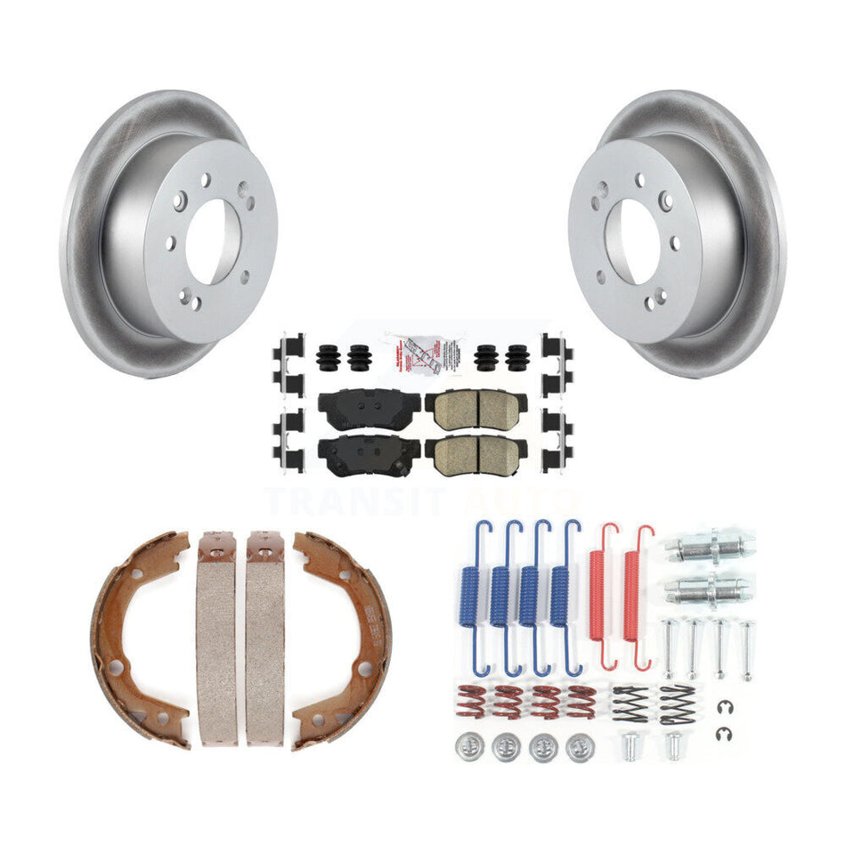 Rear Disc Coated Rotors Ceramic Pads Parking Brake Shoes Hardware Kit For Hyundai Elantra KGA-107439