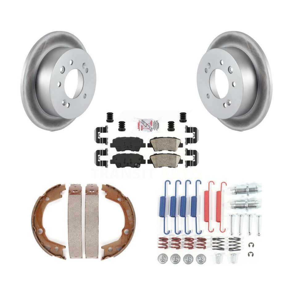 Rear Disc Coated Rotors Ceramic Pads Parking Brake Shoes Hardware Kit For Hyundai Elantra KGA-107441