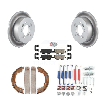 Rear Disc Coated Rotors Ceramic Pads Parking Brake Shoes Hardware Kit For Hyundai Elantra KGA-107442