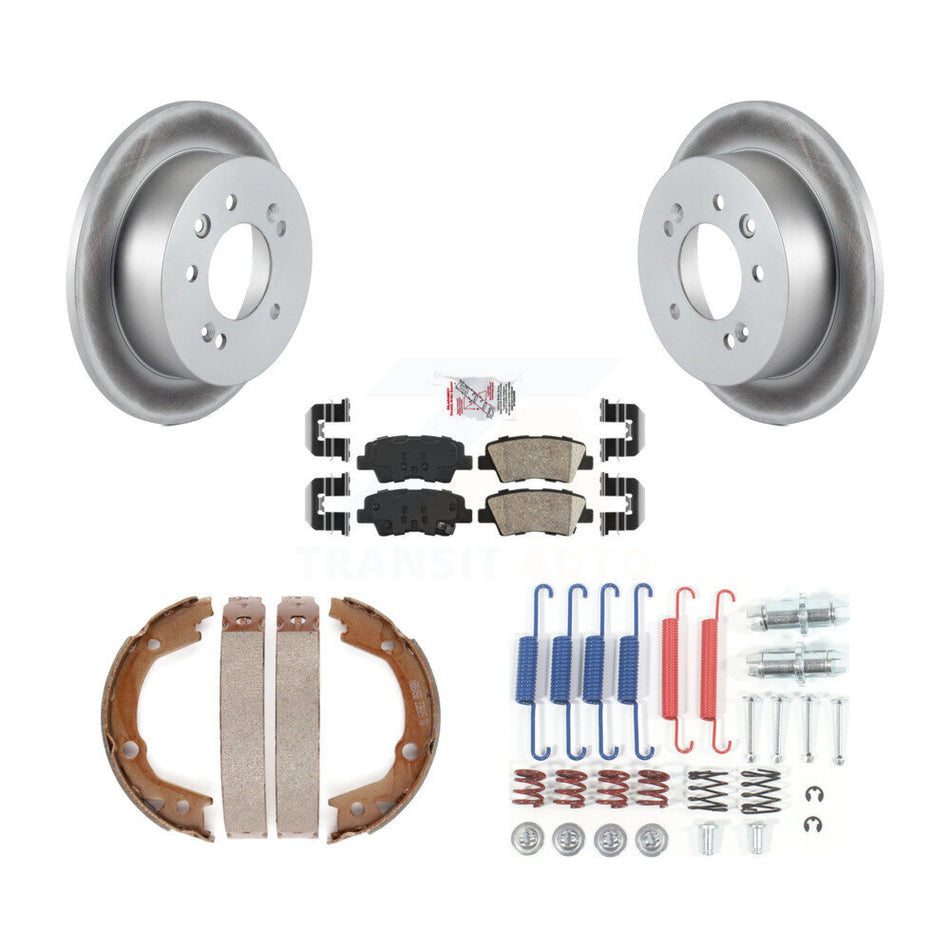 Rear Disc Coated Rotors Ceramic Pads Parking Brake Shoes Hardware Kit For Hyundai Elantra KGA-107442