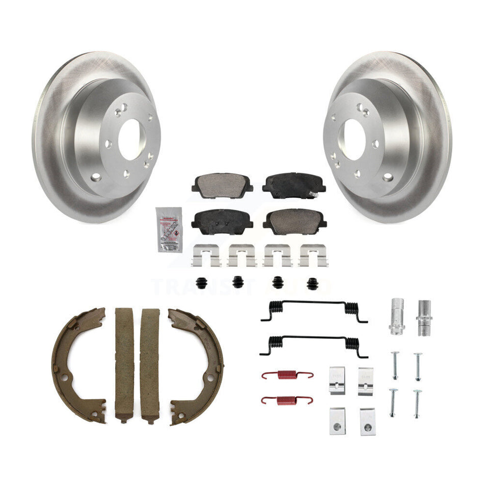 Rear Disc Coated Rotors Ceramic Pads Parking Shoes Hardware Kit For Hyundai Santa Fe Kia KGA-107447