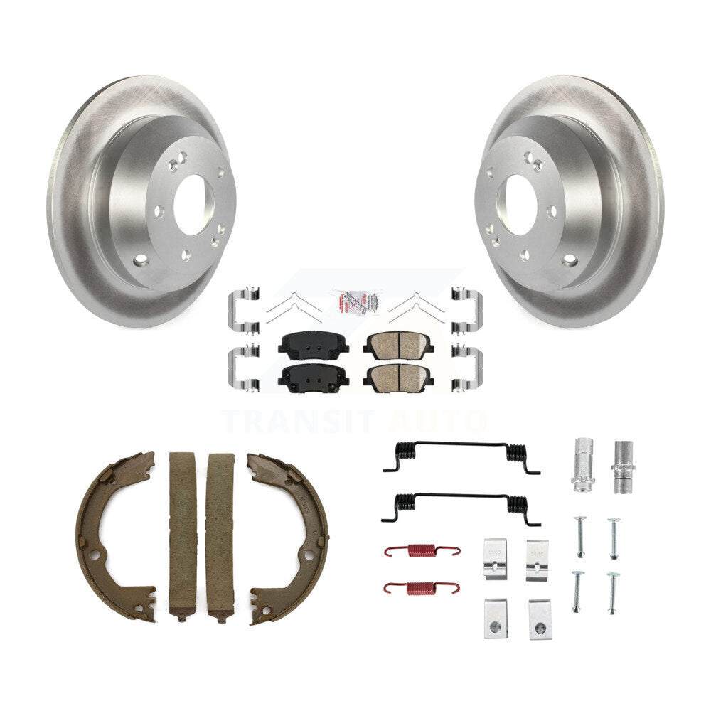 Rear Disc Coated Rotors Ceramic Pads Parking Shoes Hardware Kit For Hyundai Santa Fe Kia KGA-107449