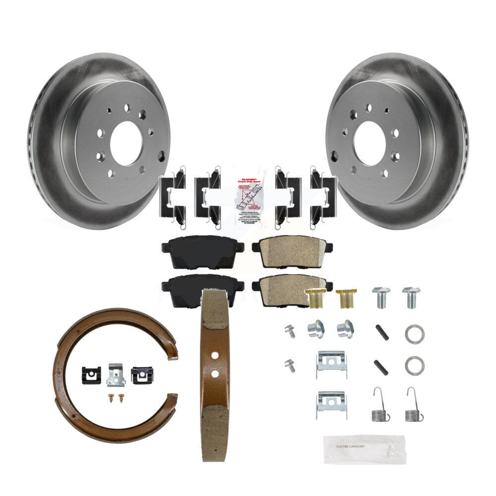 Rear Disc Coated Rotors Ceramic Pads Parking Shoes Hardware Kit For Ford Edge Mazda CX-7 KGA-107454