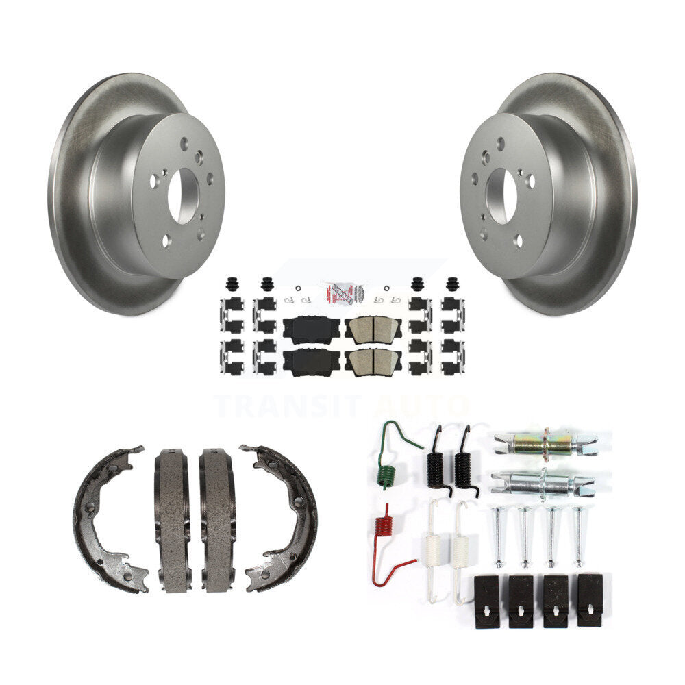 Rear Disc Coated Rotors Ceramic Pads Parking Shoes & Hardware Kit For Toyota Camry Lexus KGA-107458