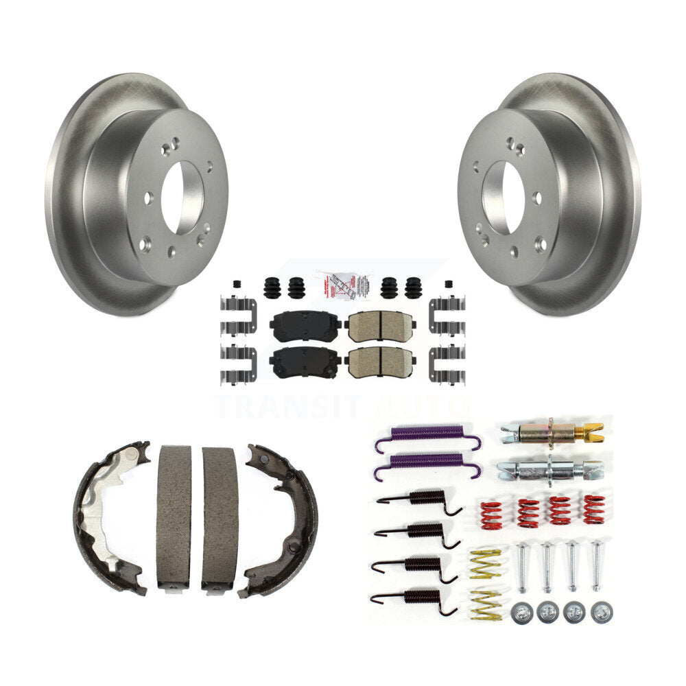 Rear Disc Coated Rotors Ceramic Pads Parking Brake Shoes Hardware Kit For Kia Forte Koup KGA-107464