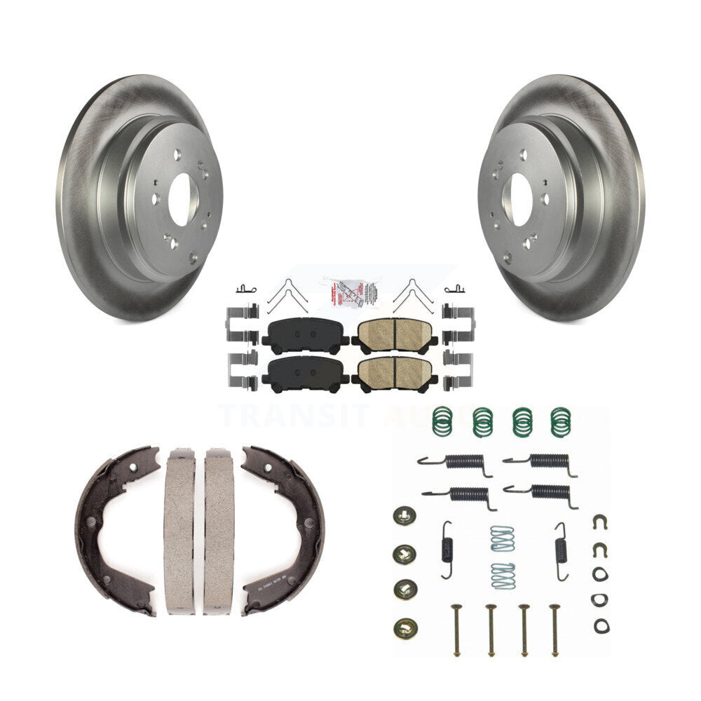 Rear Disc Coated Rotors Ceramic Pads Parking Shoes Hardware Kit For Honda Pilot Acura MDX KGA-107472