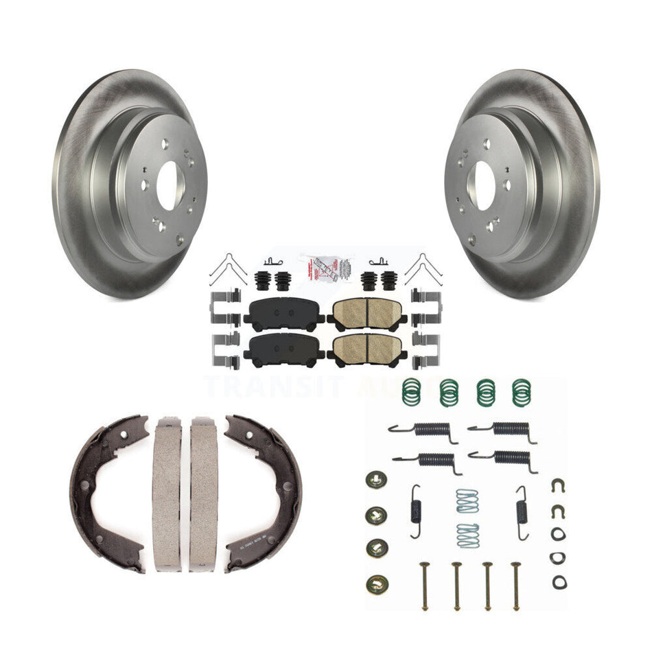 Rear Disc Coated Rotors Ceramic Pads Parking Shoes Hardware Kit For Honda Pilot Acura MDX KGA-107473