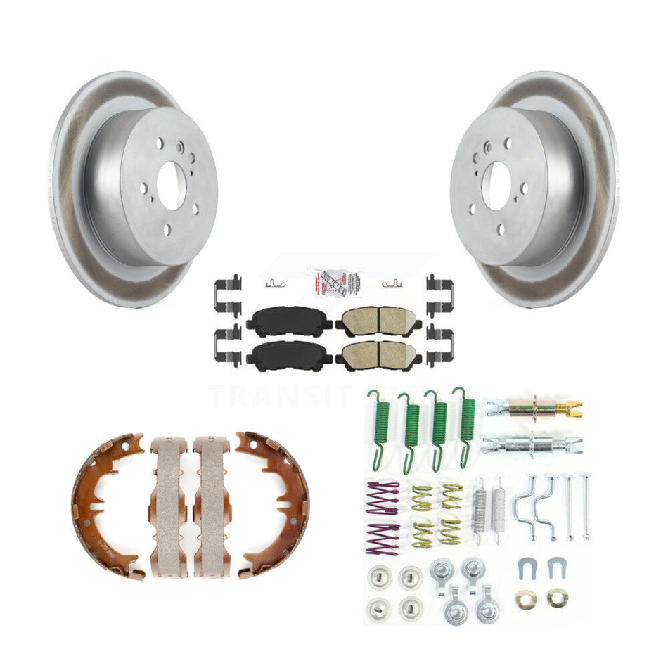Rear Disc Coated Rotors Ceramic Pads Parking Shoes And Hardware Kit For Toyota Highlander KGA-107475