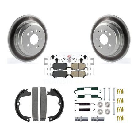 Rear Disc Coated Rotors Ceramic Pads Parking Shoes Hardware Kit For Honda Pilot Ridgeline KGA-107478