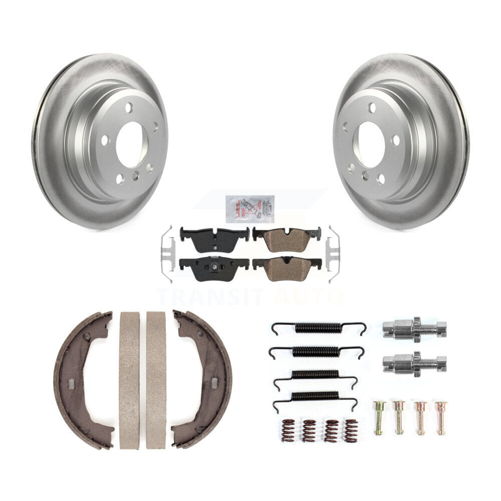 Rear Disc Coated Rotors Semi-Metallic Pads Parking Shoes Hardware Kit For BMW 428i xDrive KGA-107487