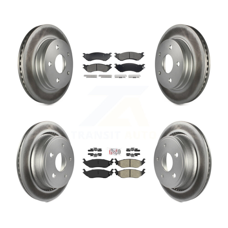 Front Rear Semi-Metallic Pads And Coated Disc Brake Rotors Kit For Dodge Ram 1500 Durango KGA-107534