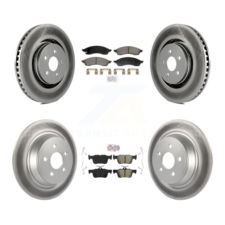 Front Ceramic Rear Semi-Metallic Pad And Coated Disc Brake Rotor Kit For Lincoln Nautilus KGA-107538