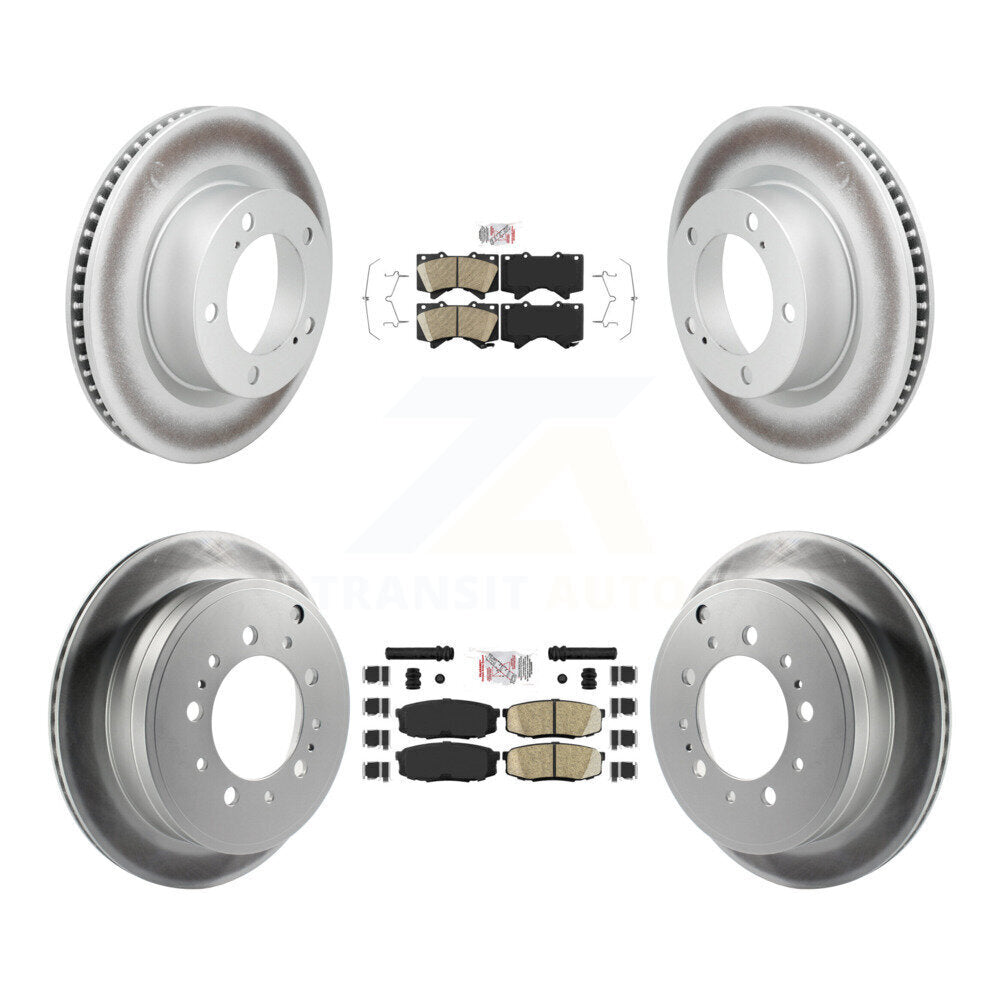 Front Rear Ceramic Pad & Coated Disc Brake Rotors Kit For Lexus LX570 Toyota Land Cruiser KGA-107547