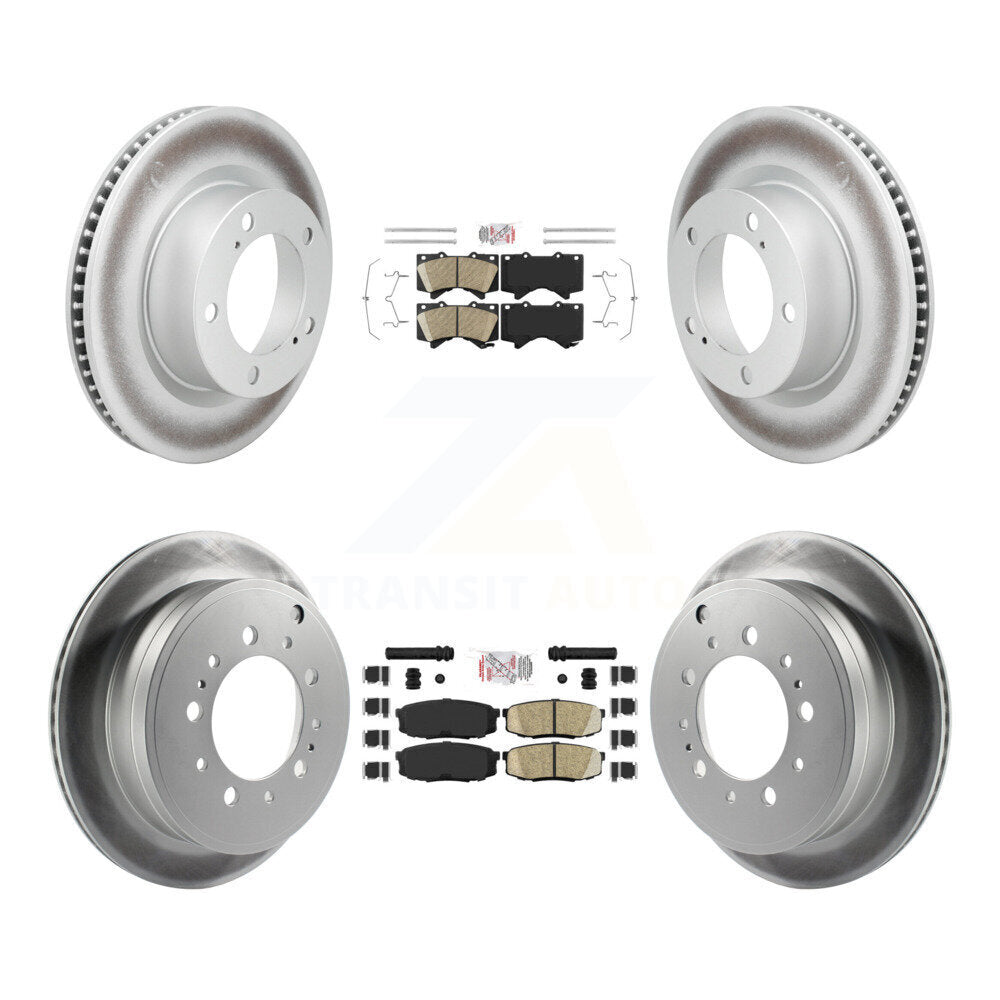 Front Rear Ceramic Pad & Coated Disc Brake Rotors Kit For Lexus LX570 Toyota Land Cruiser KGA-107548