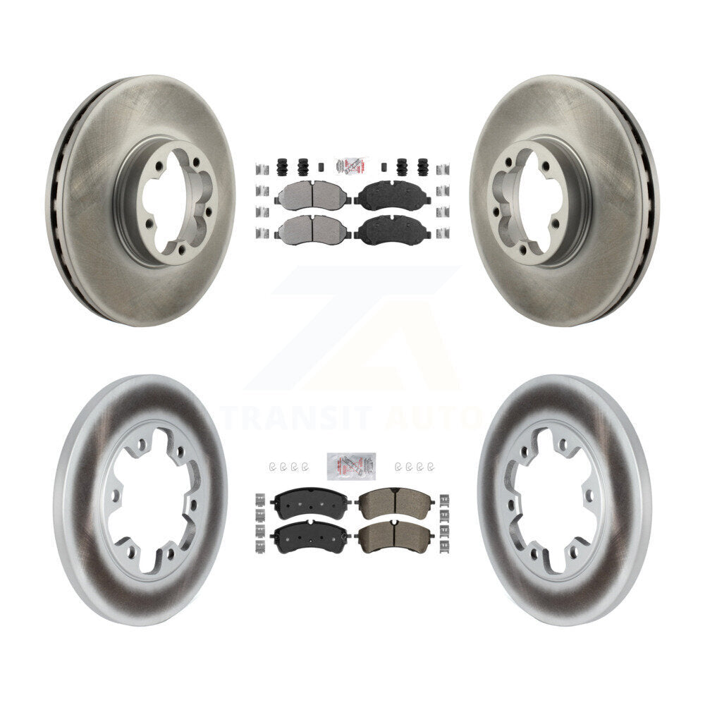 Front Rear Semi-Metallic Pad Coated Disc Brake Rotor Kit For 2023 Ford Transit-350 HD RWD KGA-107561